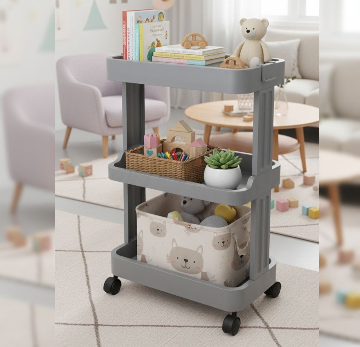 Étagère Mobile à 3 Niveaux