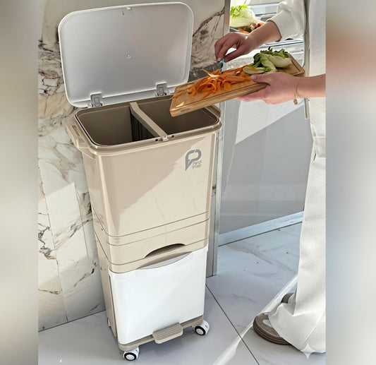 سلة مهملات ومنظم مطبخ ذكي (3 طبقات) - جودة عالية وتصميم عصري